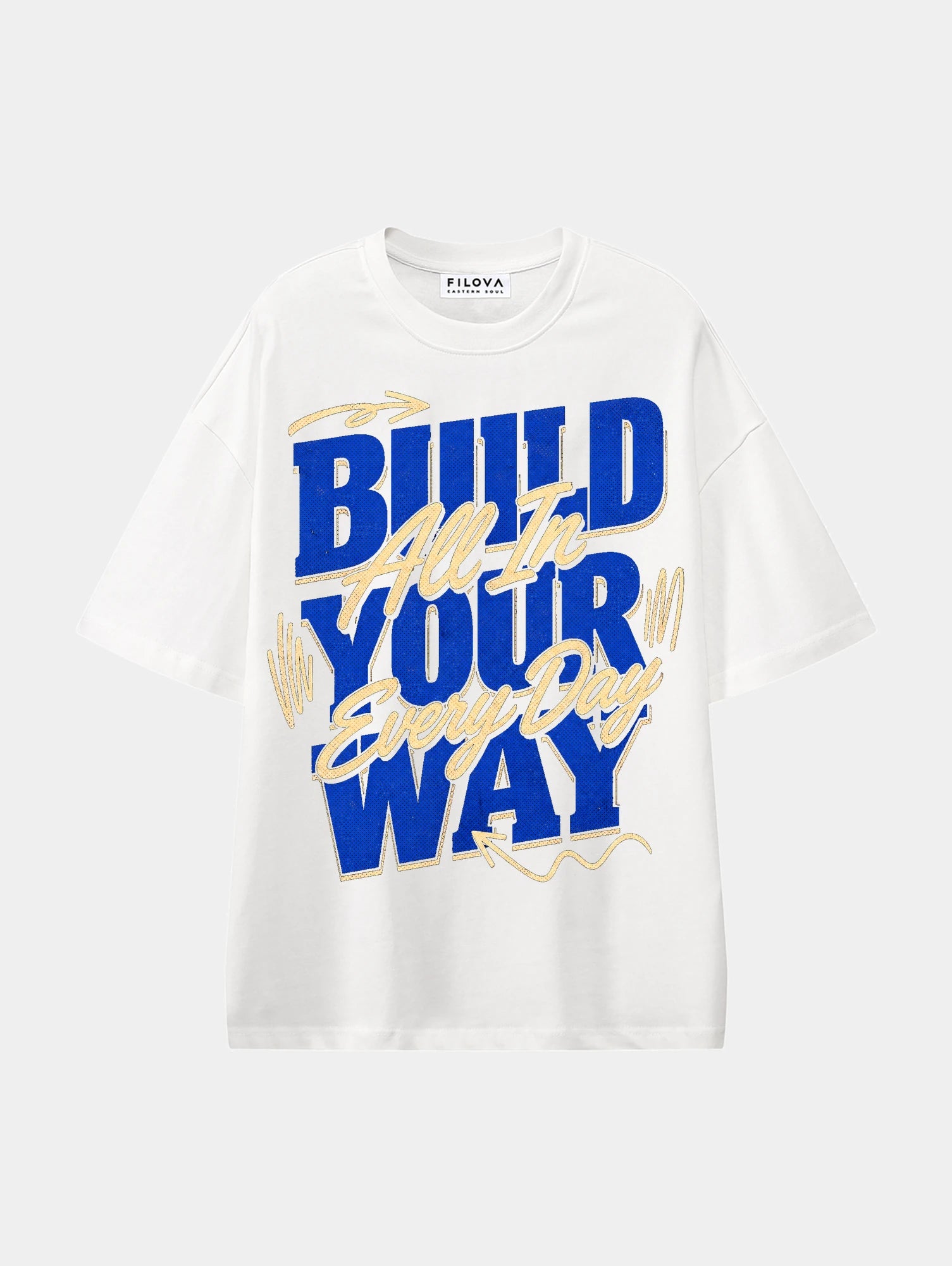 Build Your Way - All In Every Day White graphic T-shirt, front view