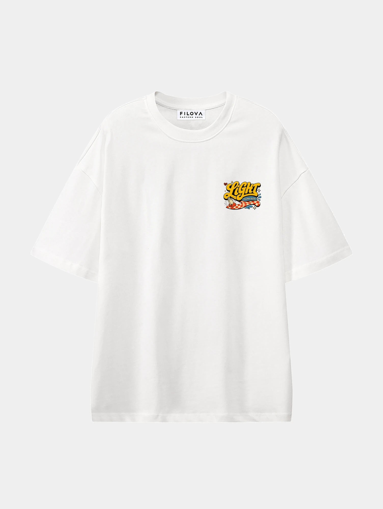 Walk In the Light White graphic T-shirt, front view
