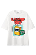 Laundry Day White graphic T-shirt, front view