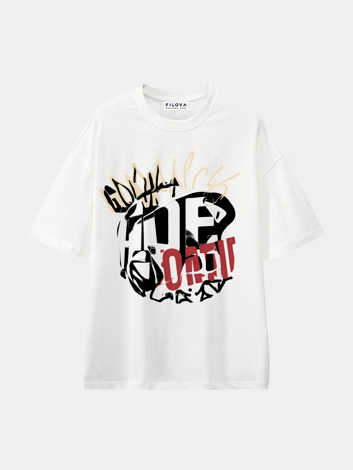 Art Of Filova White graphic T-shirt, front view