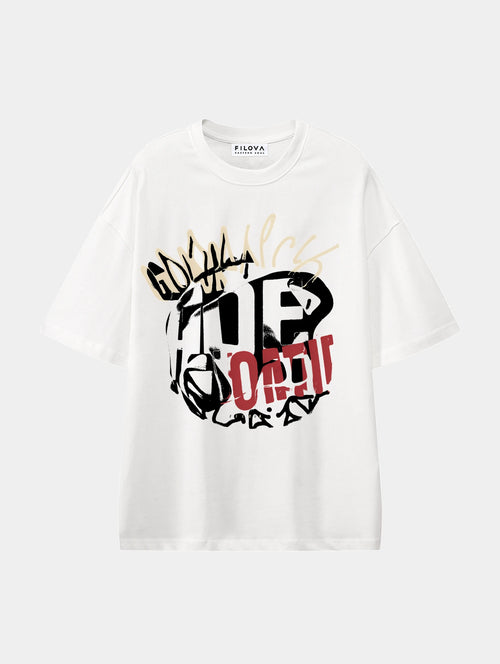 Art Of Filova White graphic T-shirt, front view