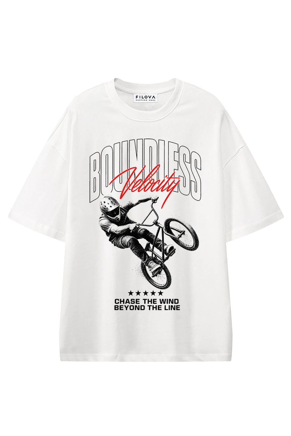 Boundless Velocity White graphic T-shirt, front view