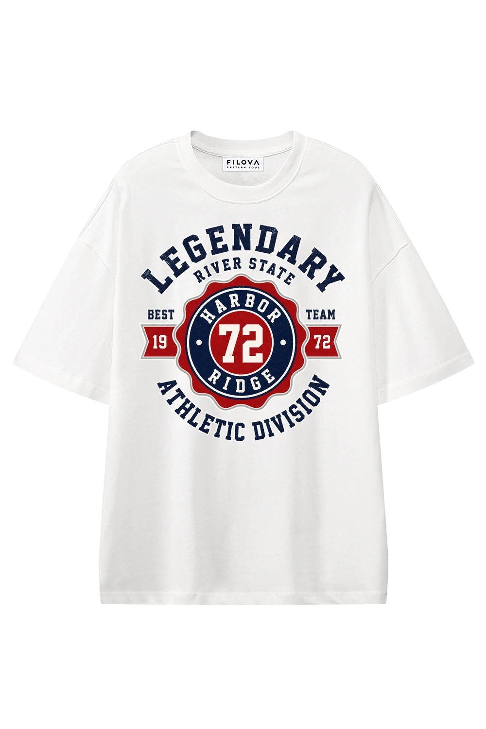 River State Division White graphic T-shirt, front view