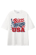 Bless This Land USA White graphic T-shirt, front view