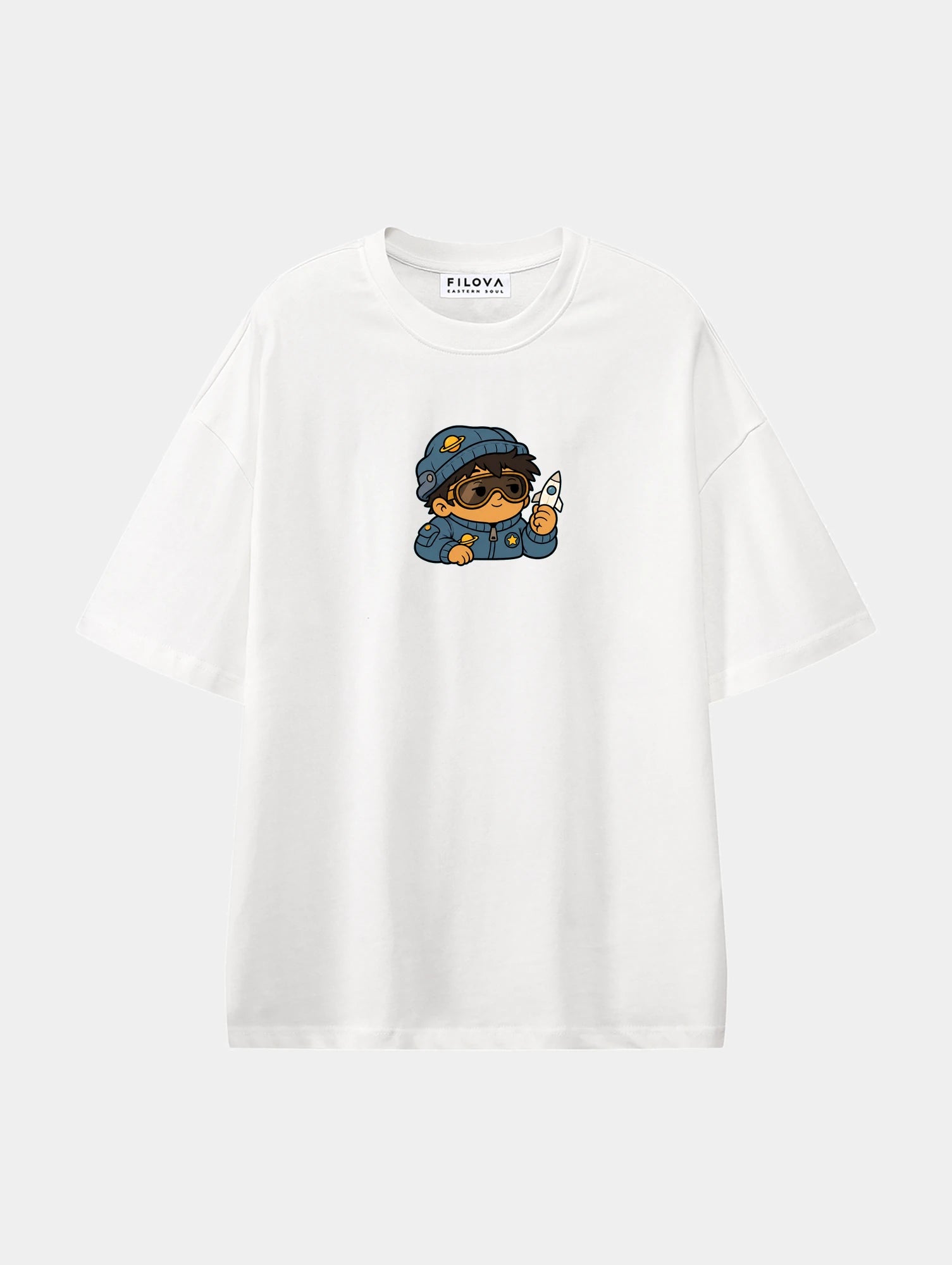 Pocket Orbit White graphic T-shirt, front view
