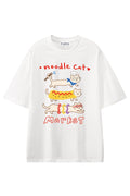 Noodle Cat Market White graphic T-shirt, front view