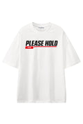 Please Hold White graphic T-shirt, front view