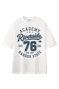 Riverside Academy White graphic T-shirt, front view