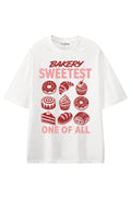 Bakery Sweetest White graphic T-shirt, front view
