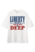 Liberty Runs Deep White graphic T-shirt, front view