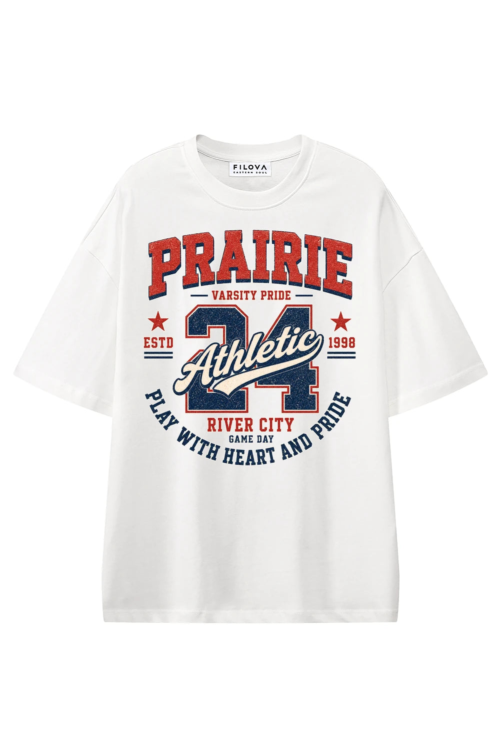 Prairie Athletic White graphic T-shirt, front view