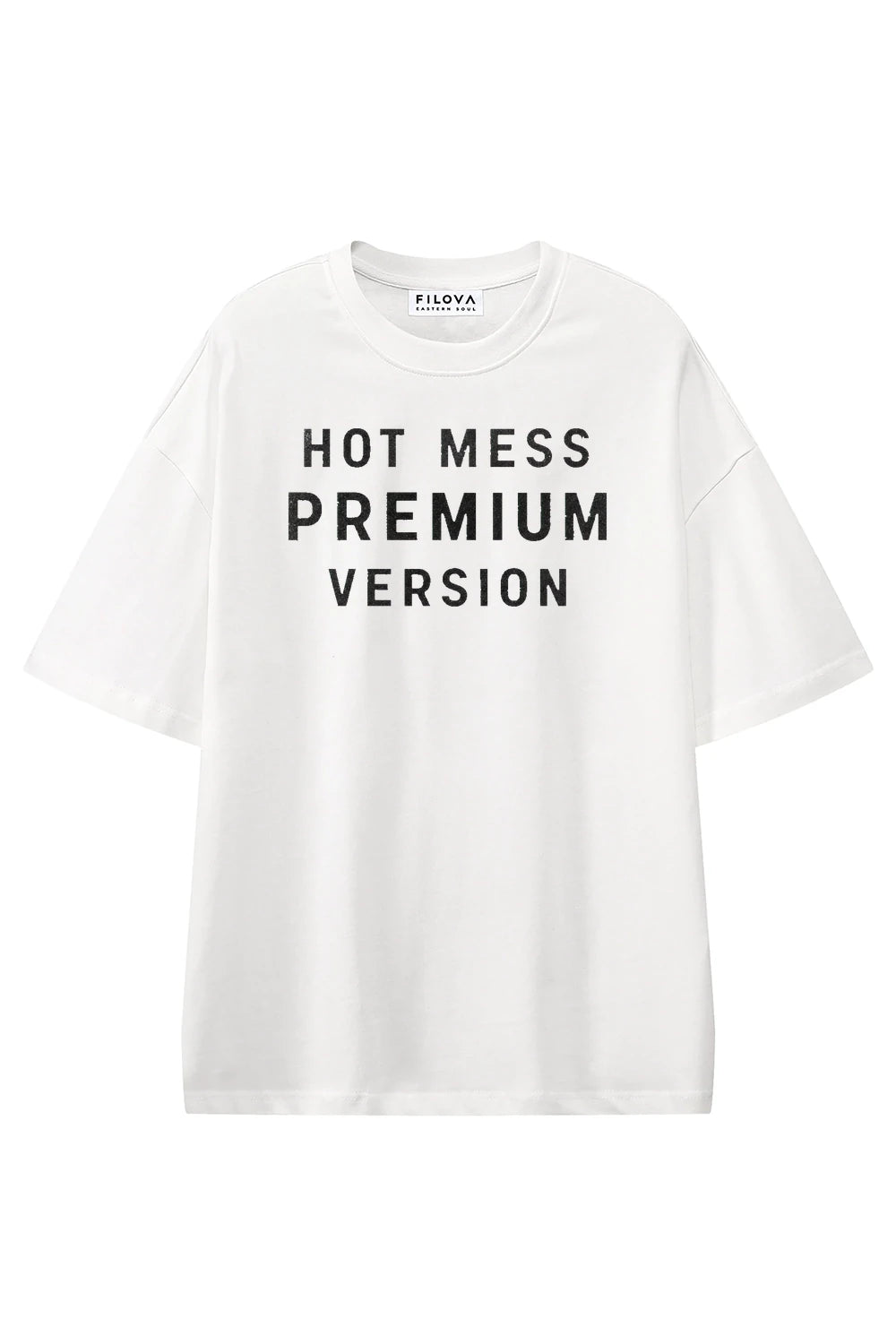 Hot Mess Premium Version White graphic T-shirt, front view