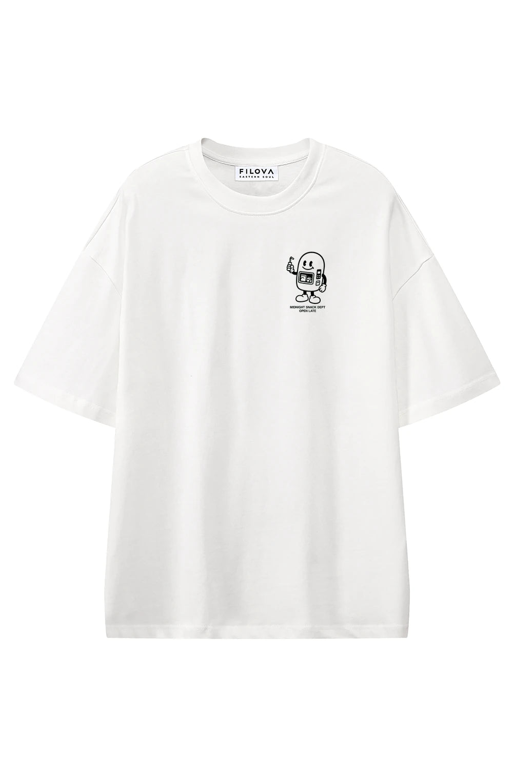 Midnight Snack Dept White graphic T-shirt, front view