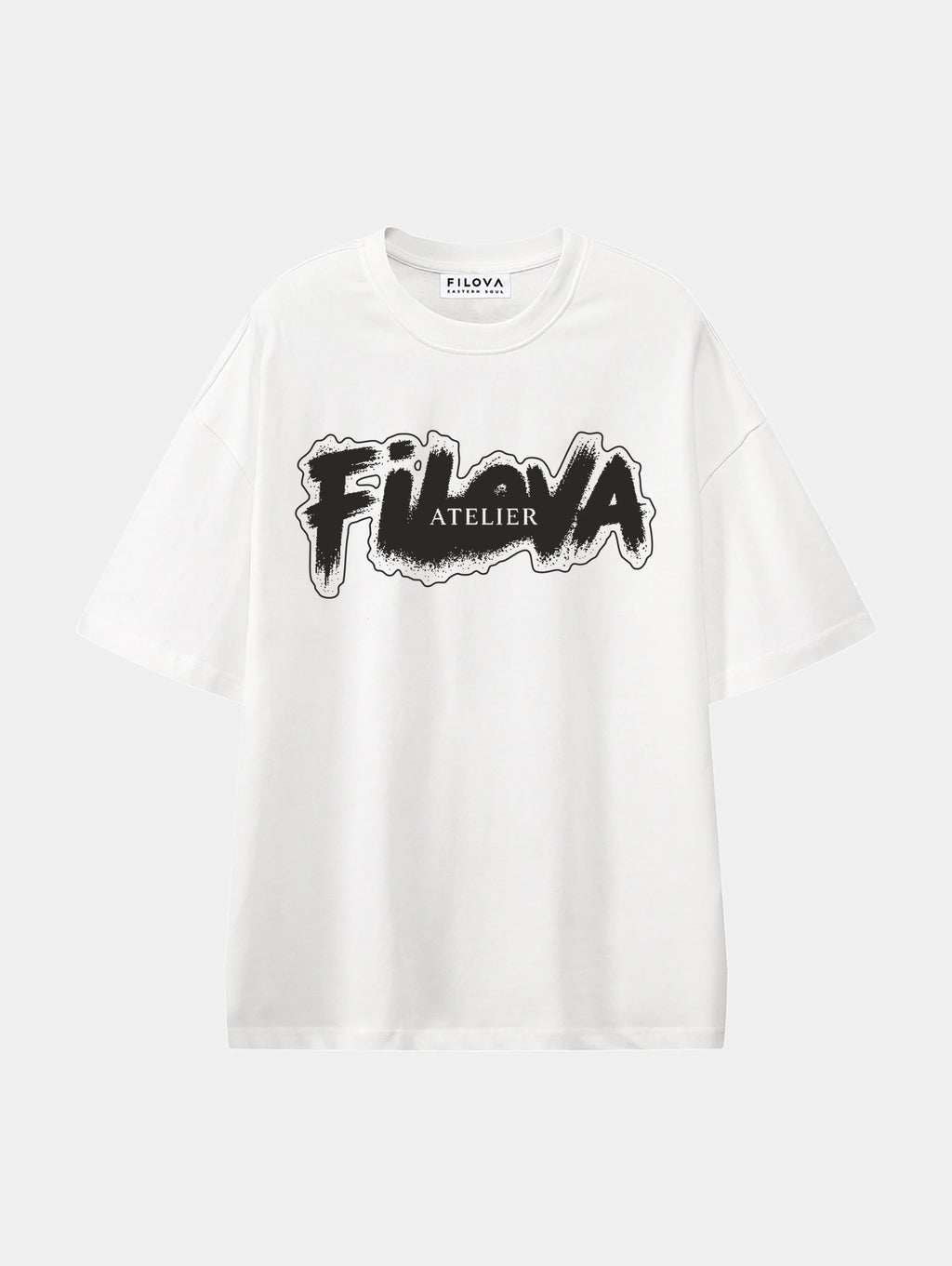 Filova Atelier Brush White graphic T-shirt, front view