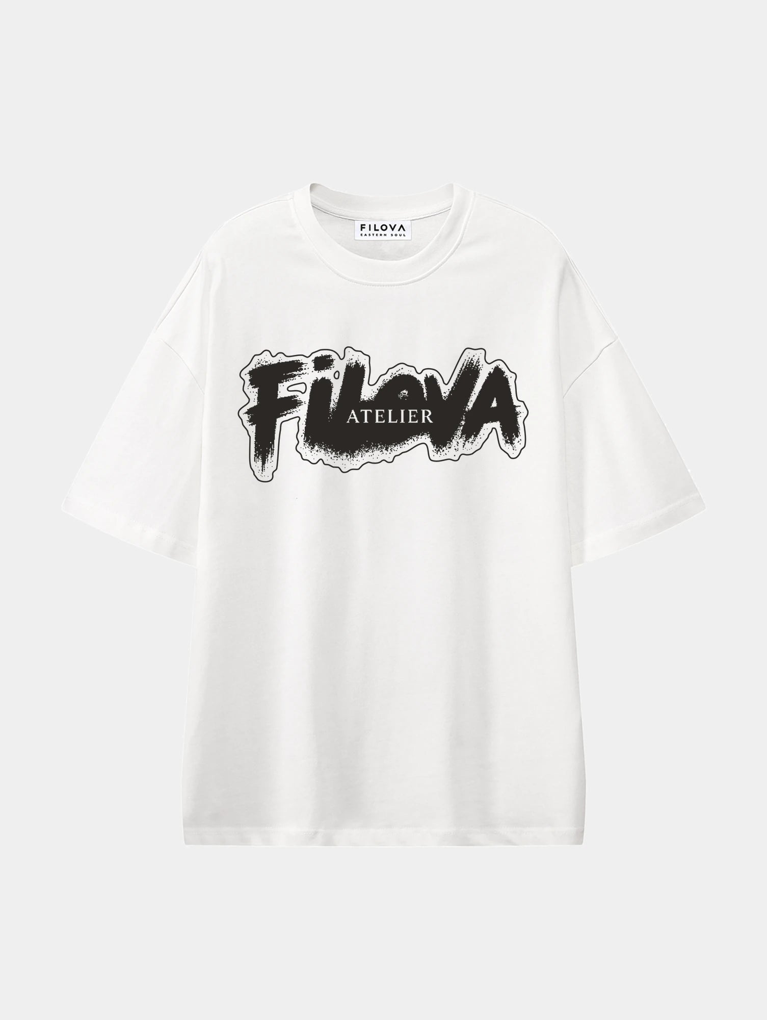 Filova Atelier Brush White graphic T-shirt, front view