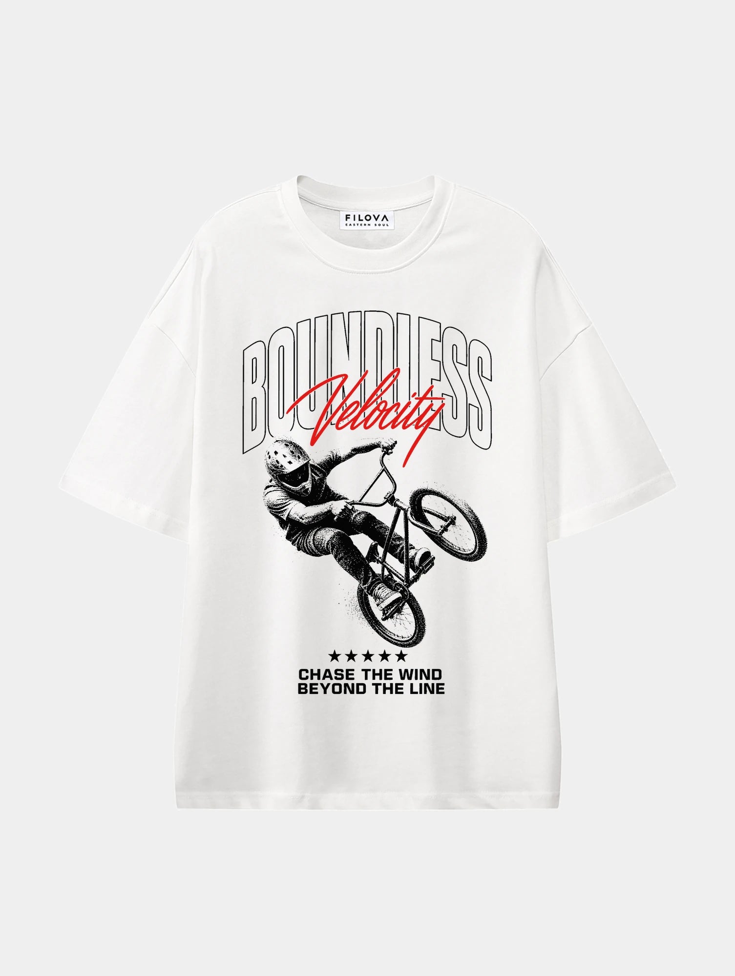 Boundless Velocity White graphic T-shirt, front view