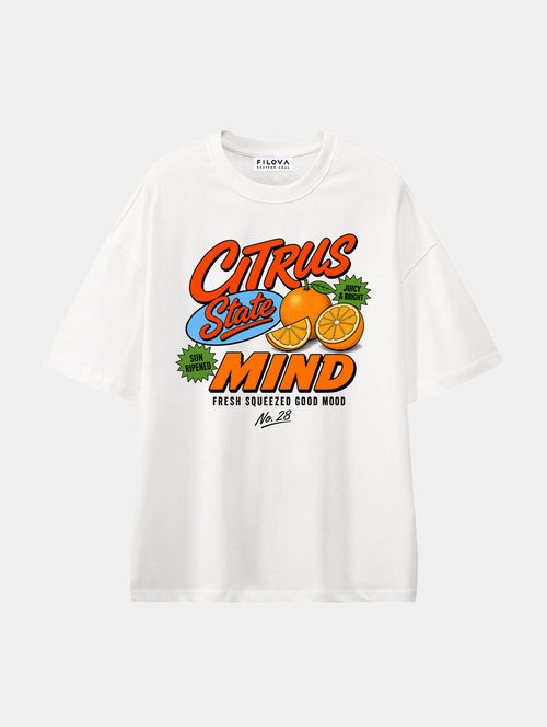 Citrus State Mind White graphic T-shirt, front view