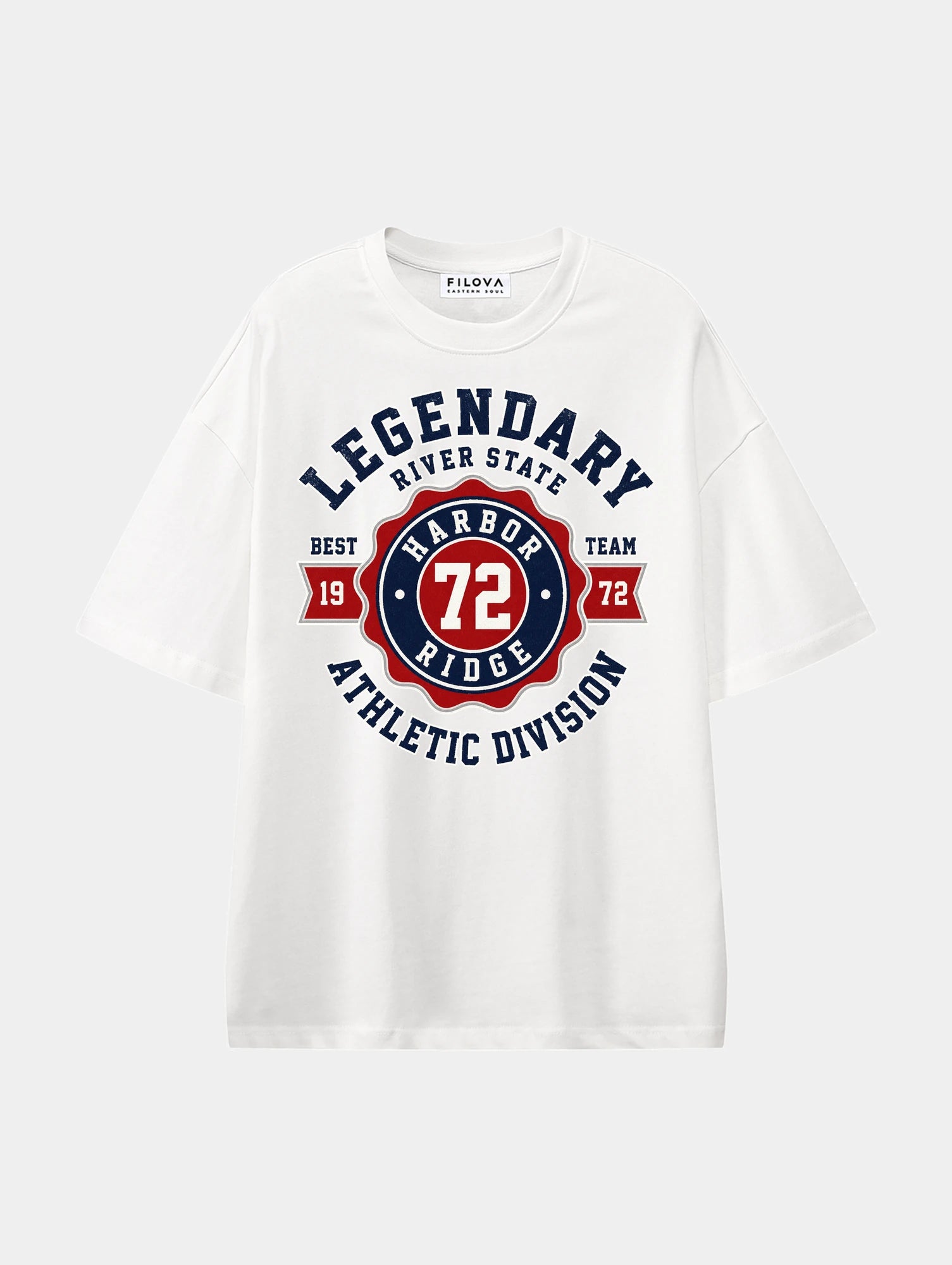 River State Division White graphic T-shirt, front view