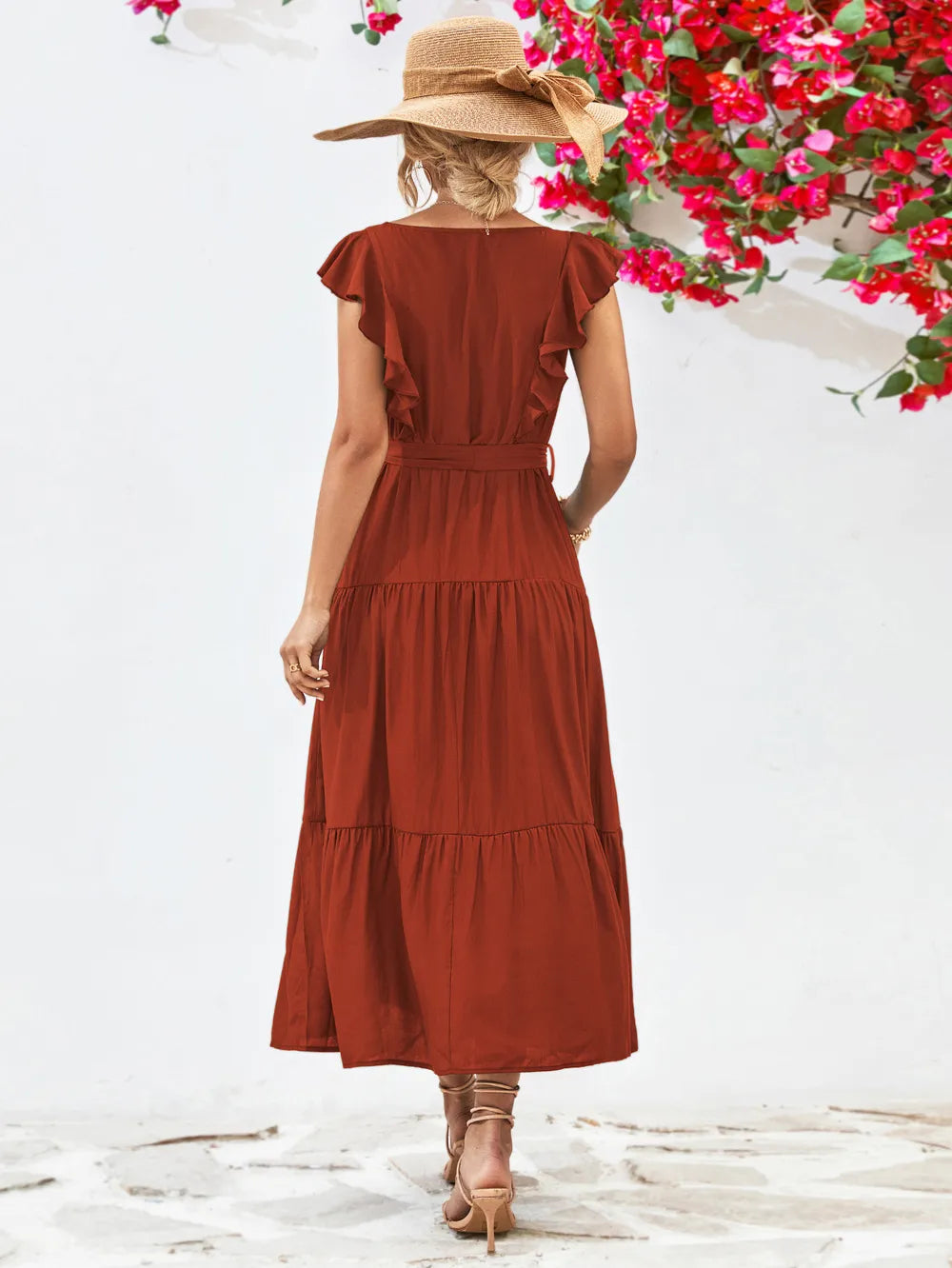 Tie-Belt Ruffled Tiered Dress – view 12