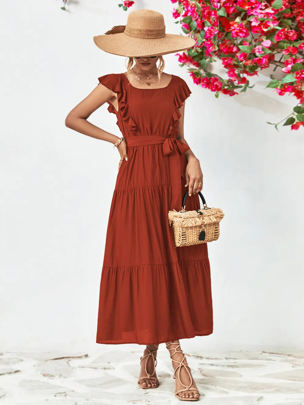 Tie-Belt Ruffled Tiered Dress – view 11