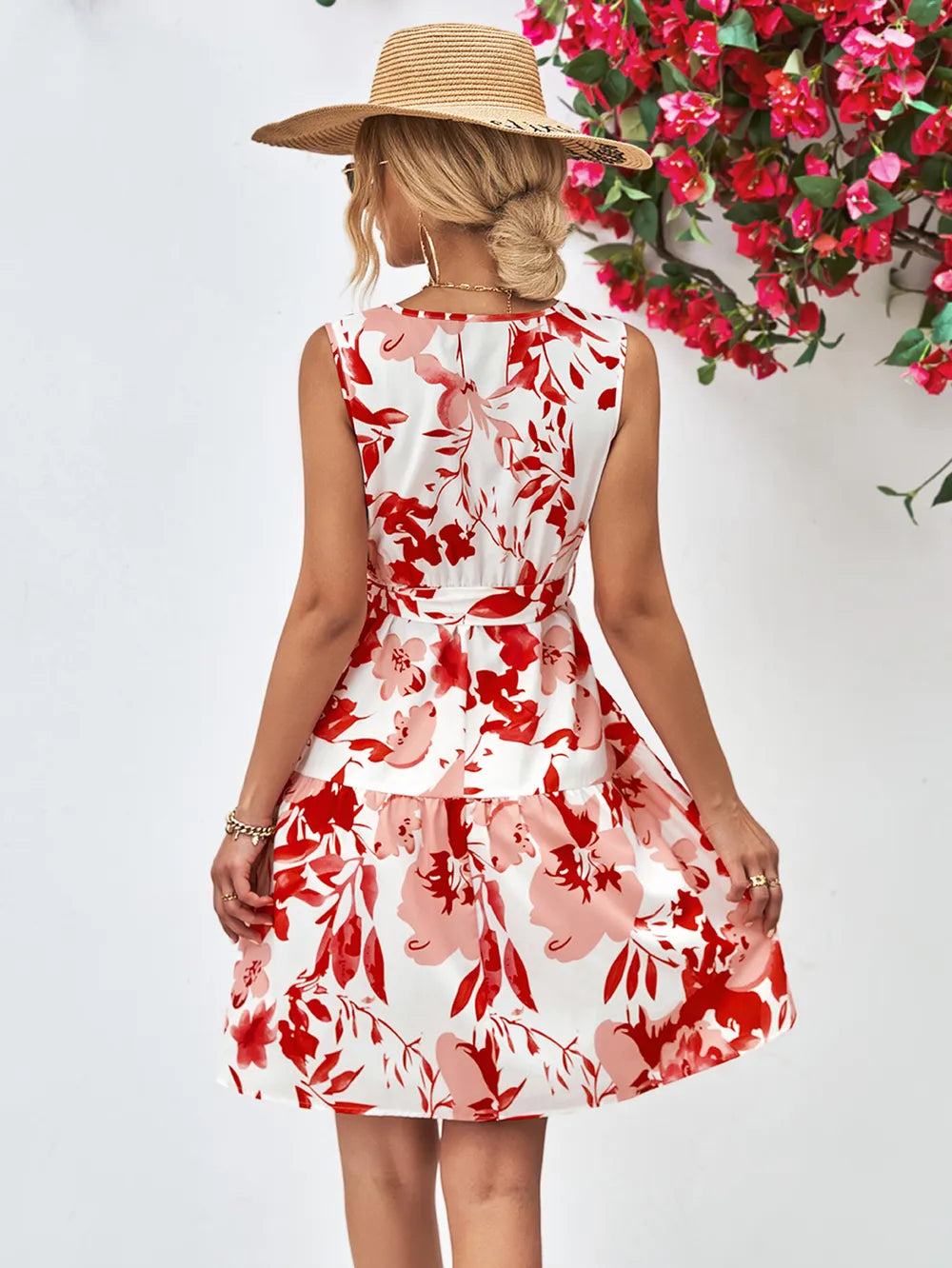 Floral V-Neck Tie-Waist Dress – view 11
